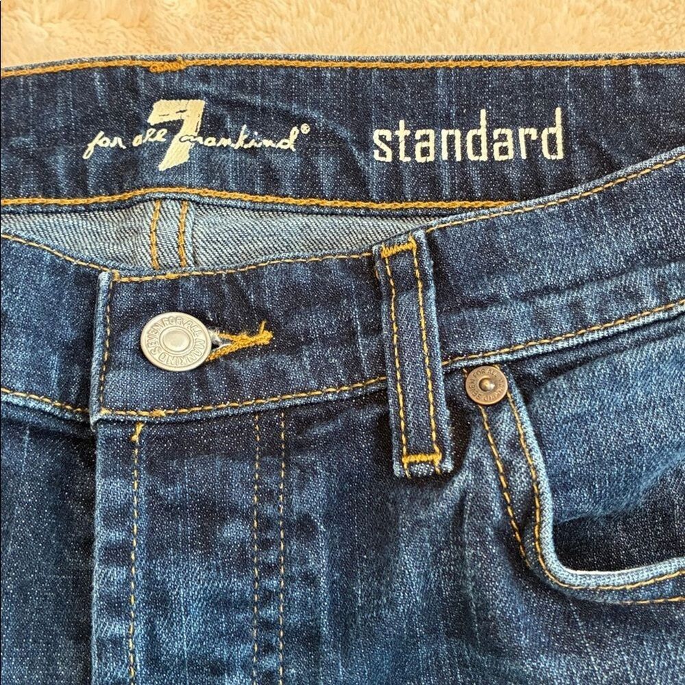 7 For All Mankind Jeans 31 x 32 Blue Denim Women’s Straight Leg Buttonfly - Picture 7 of 14
